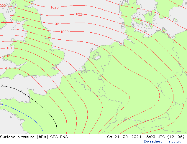 地面气压 GFS ENS 星期六 21.09.2024 18 UTC