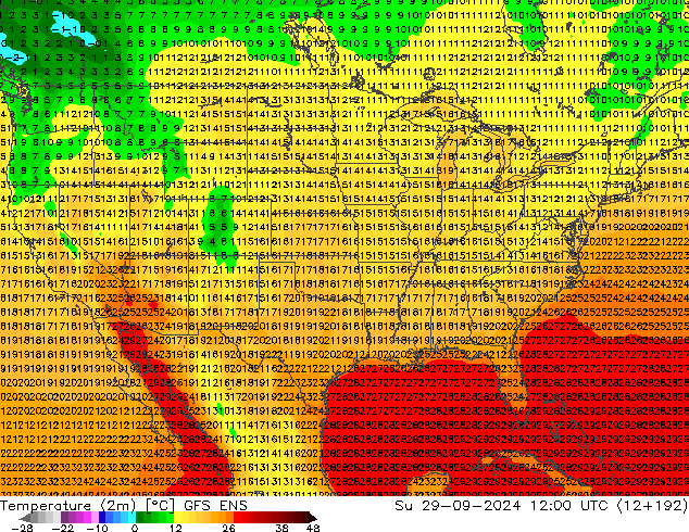 Temperature (2m) GFS ENS Su 29.09.2024 12 UTC