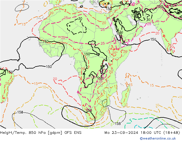 Height/Temp. 850 hPa GFS ENS lun 23.09.2024 18 UTC