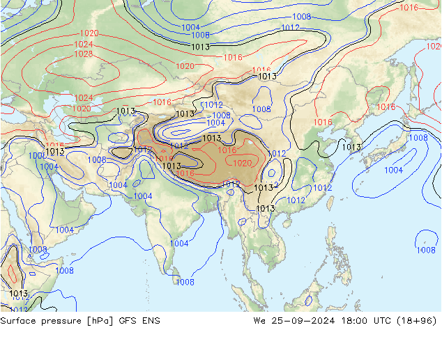 Pressione al suolo GFS ENS mer 25.09.2024 18 UTC