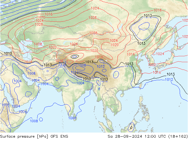 Pressione al suolo GFS ENS sab 28.09.2024 12 UTC