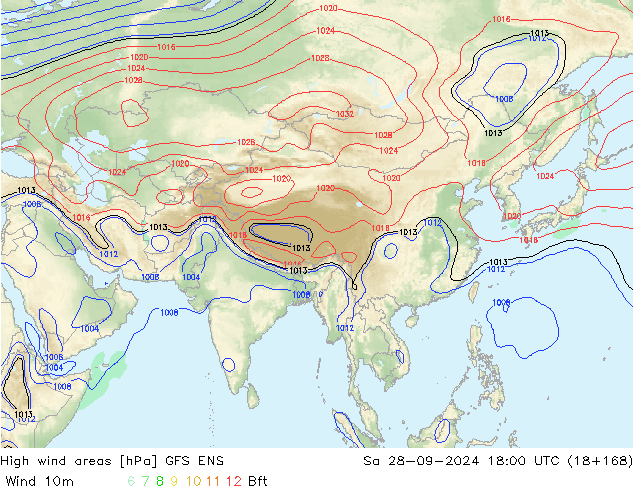 High wind areas GFS ENS Sa 28.09.2024 18 UTC