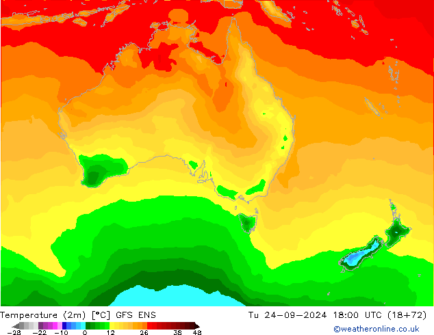 Temperature (2m) GFS ENS Út 24.09.2024 18 UTC