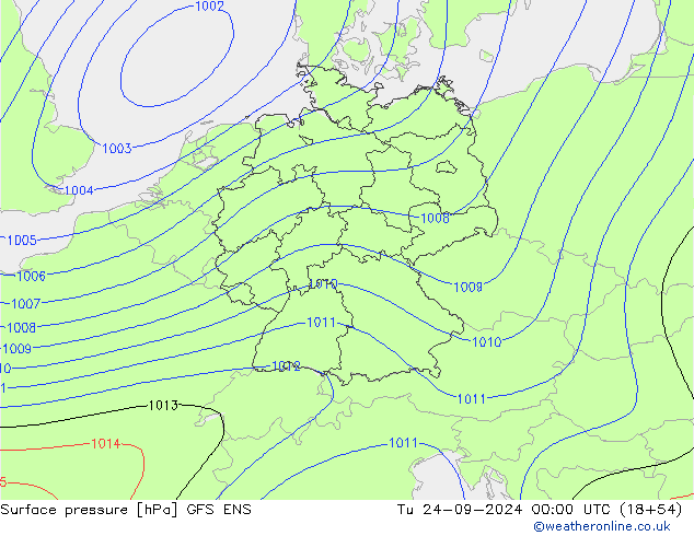 Atmosférický tlak GFS ENS Út 24.09.2024 00 UTC