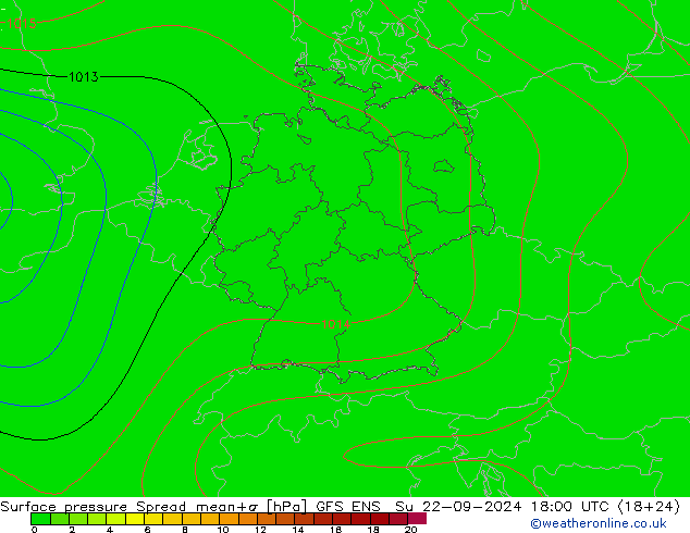 Surface pressure Spread GFS ENS Su 22.09.2024 18 UTC