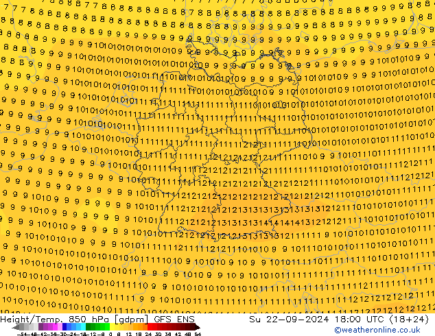 Height/Temp. 850 hPa GFS ENS Su 22.09.2024 18 UTC