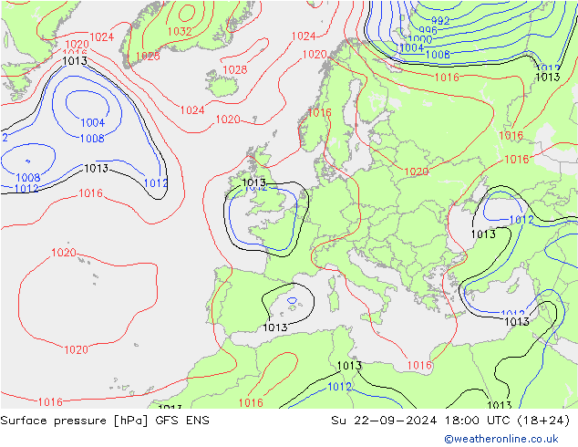 Yer basıncı GFS ENS Paz 22.09.2024 18 UTC