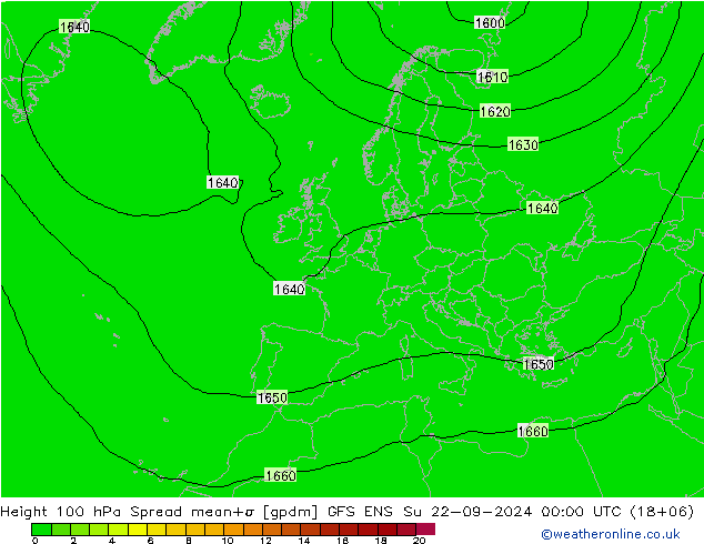 Geop. 100 hPa Spread GFS ENS dom 22.09.2024 00 UTC