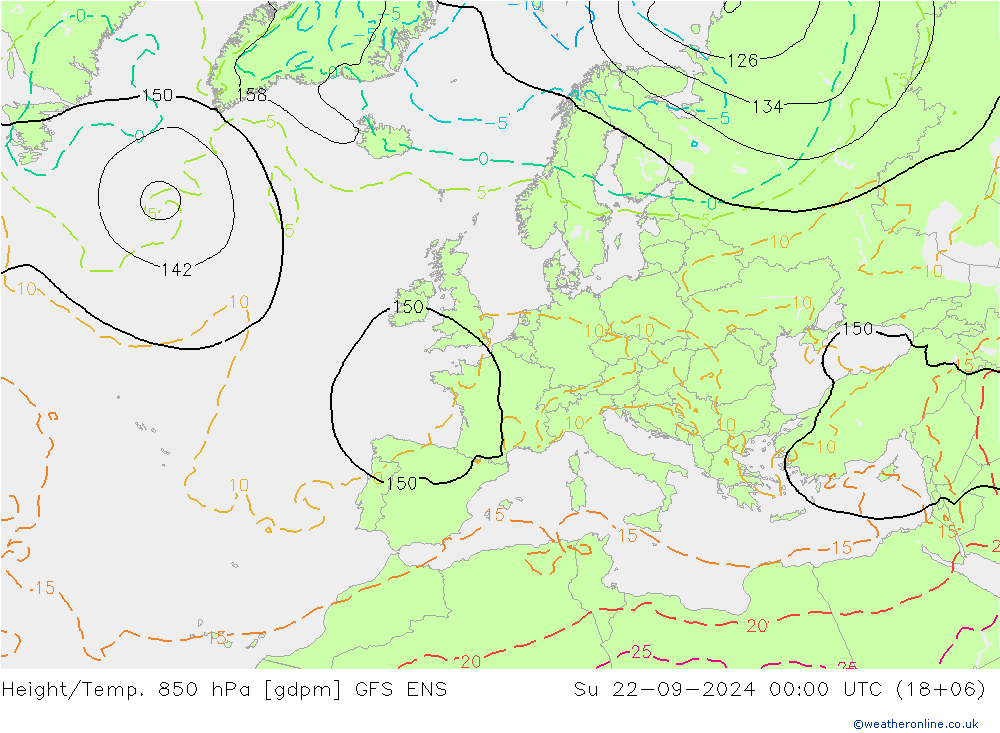 Height/Temp. 850 hPa GFS ENS 星期日 22.09.2024 00 UTC