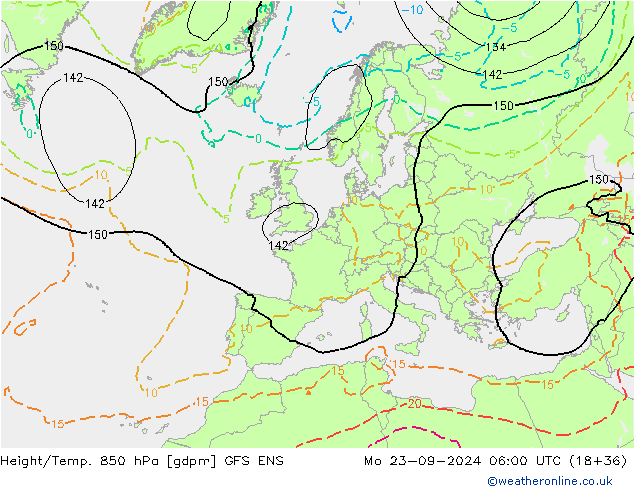 Height/Temp. 850 гПа GFS ENS пн 23.09.2024 06 UTC