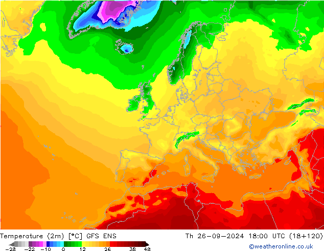 Temperaturkarte (2m) GFS ENS Do 26.09.2024 18 UTC