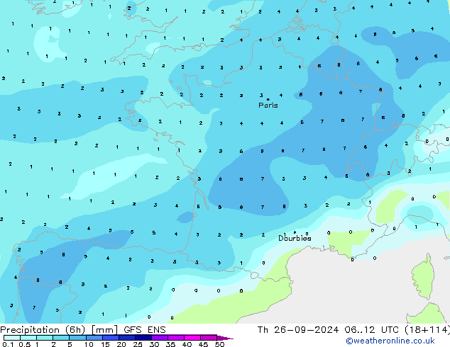 Precipitação (6h) GFS ENS Qui 26.09.2024 12 UTC