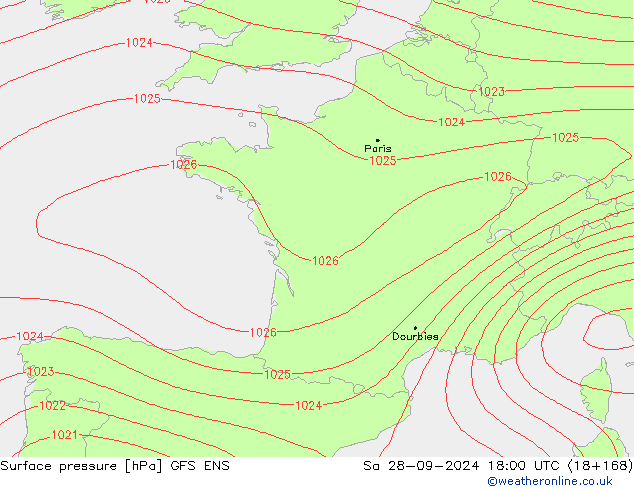 Bodendruck GFS ENS Sa 28.09.2024 18 UTC