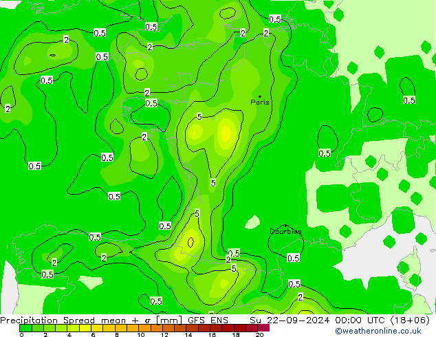 Neerslag Spread GFS ENS zo 22.09.2024 00 UTC