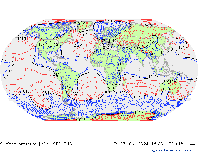 pressão do solo GFS ENS Sex 27.09.2024 18 UTC