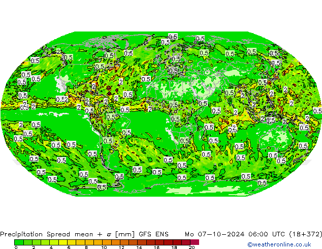 Niederschlag  Spread GFS ENS Mo 07.10.2024 06 UTC