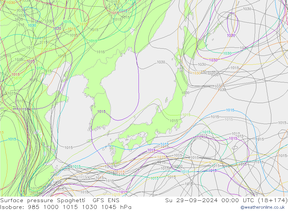 Yer basıncı Spaghetti GFS ENS Paz 29.09.2024 00 UTC