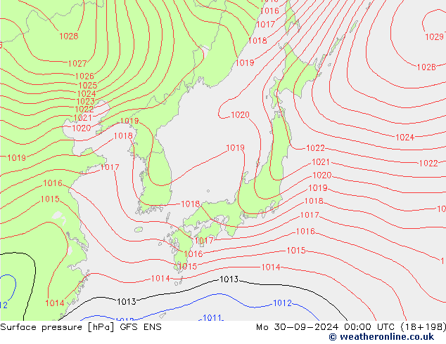 Surface pressure GFS ENS Mo 30.09.2024 00 UTC