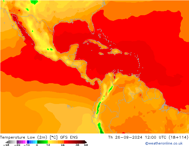 Temperature Low (2m) GFS ENS Th 26.09.2024 12 UTC