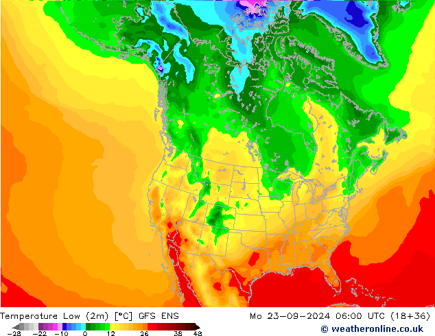 Temp. minima (2m) GFS ENS lun 23.09.2024 06 UTC