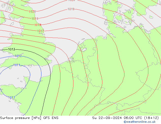 Surface pressure GFS ENS Su 22.09.2024 06 UTC