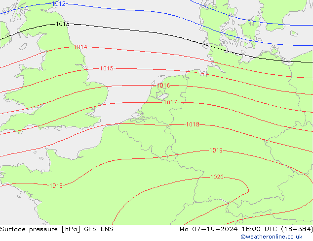 地面气压 GFS ENS 星期一 07.10.2024 18 UTC