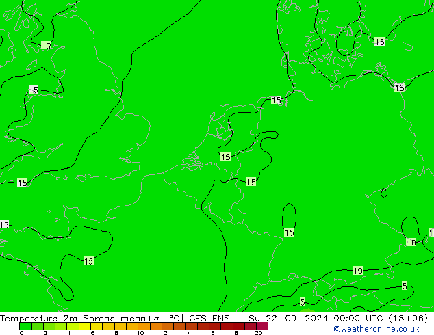 温度图 Spread GFS ENS 星期日 22.09.2024 00 UTC