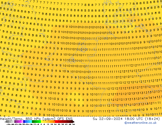 Height/Temp. 850 hPa GFS ENS So 22.09.2024 18 UTC