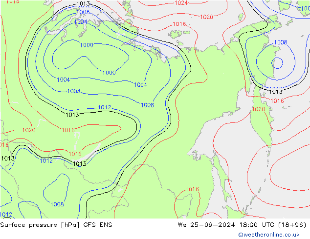 Pressione al suolo GFS ENS mer 25.09.2024 18 UTC