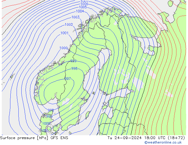 Pressione al suolo GFS ENS mar 24.09.2024 18 UTC