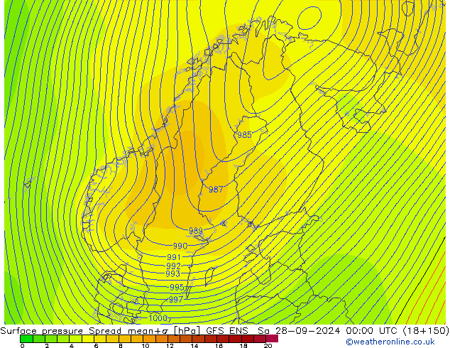 Bodendruck Spread GFS ENS Sa 28.09.2024 00 UTC