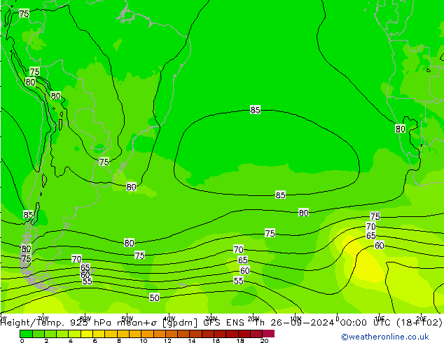 Height/Temp. 925 hPa GFS ENS Čt 26.09.2024 00 UTC