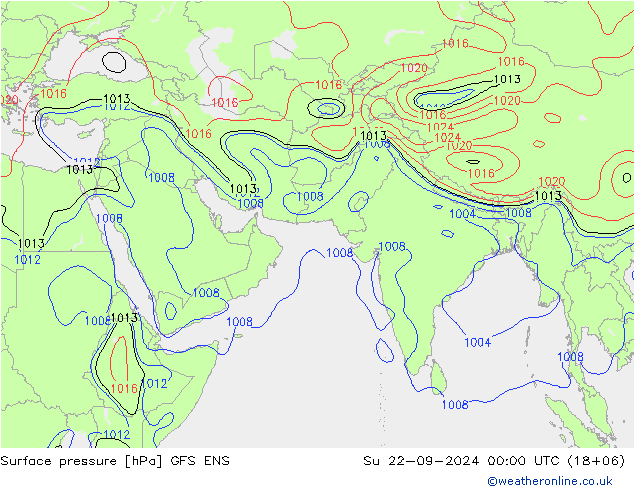 Atmosférický tlak GFS ENS Ne 22.09.2024 00 UTC