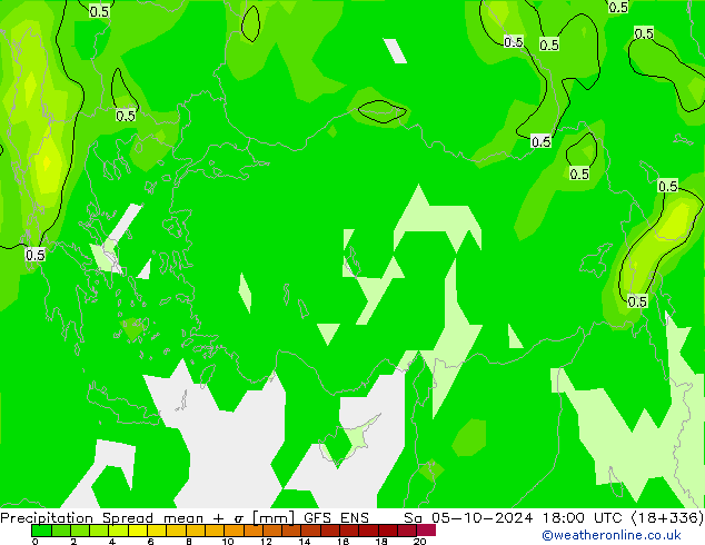 Srážky Spread GFS ENS So 05.10.2024 18 UTC