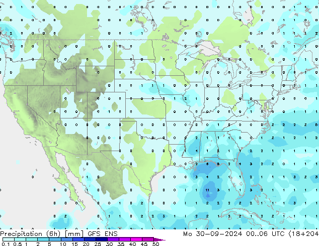 Yağış (6h) GFS ENS Pzt 30.09.2024 06 UTC