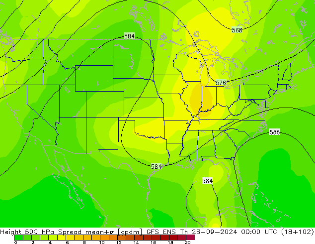 Height 500 hPa Spread GFS ENS Th 26.09.2024 00 UTC