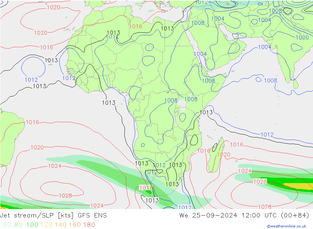 Straalstroom/SLP GFS ENS wo 25.09.2024 12 UTC