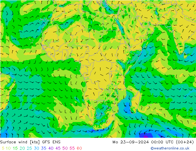 Surface wind GFS ENS Mo 23.09.2024 00 UTC