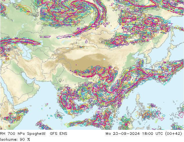 700 hPa Nispi Nem Spaghetti GFS ENS Pzt 23.09.2024 18 UTC