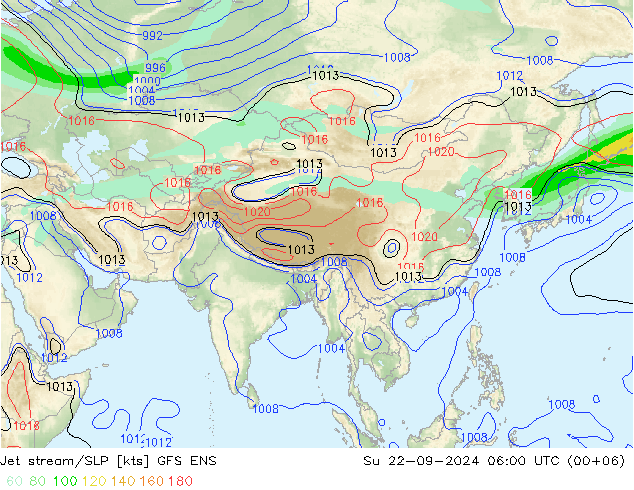 Jet stream/SLP GFS ENS Su 22.09.2024 06 UTC