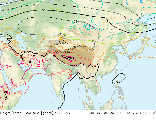 Height/Temp. 850 hPa GFS ENS lun 30.09.2024 00 UTC