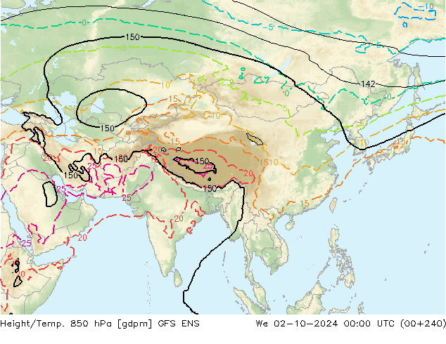 Height/Temp. 850 hPa GFS ENS Mi 02.10.2024 00 UTC