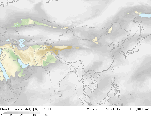 Nubi (totali) GFS ENS mer 25.09.2024 12 UTC