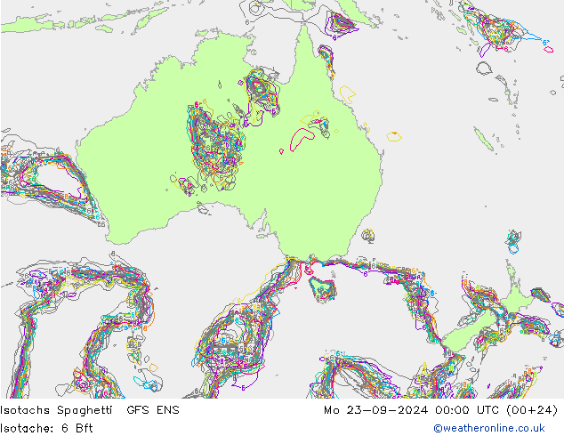 Isotachen Spaghetti GFS ENS ma 23.09.2024 00 UTC