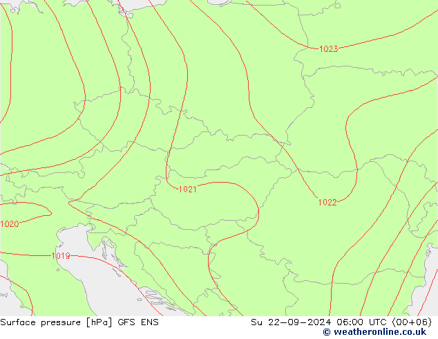 Surface pressure GFS ENS Su 22.09.2024 06 UTC