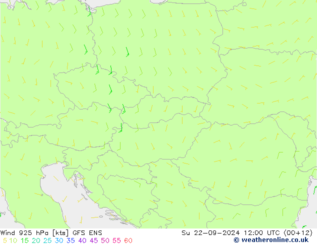 Vento 925 hPa GFS ENS dom 22.09.2024 12 UTC