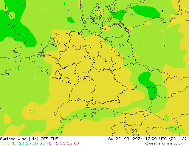 Surface wind GFS ENS Su 22.09.2024 12 UTC