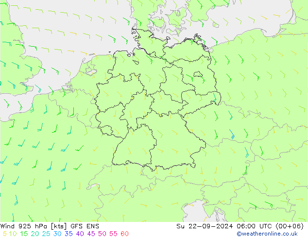 Vento 925 hPa GFS ENS dom 22.09.2024 06 UTC