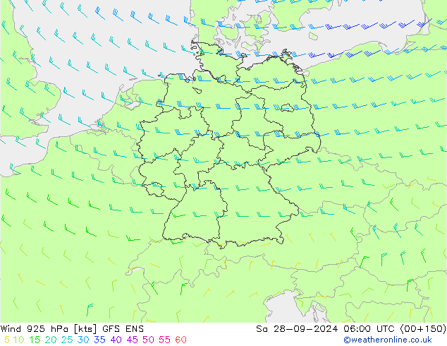 ветер 925 гПа GFS ENS сб 28.09.2024 06 UTC