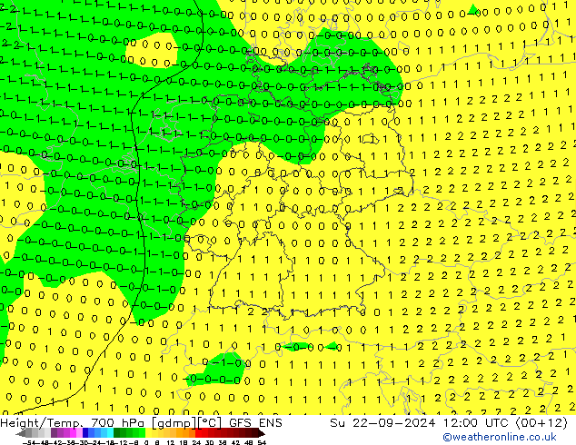 Height/Temp. 700 hPa GFS ENS So 22.09.2024 12 UTC